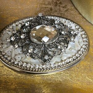 Vintage Stone and crystal belt buckle